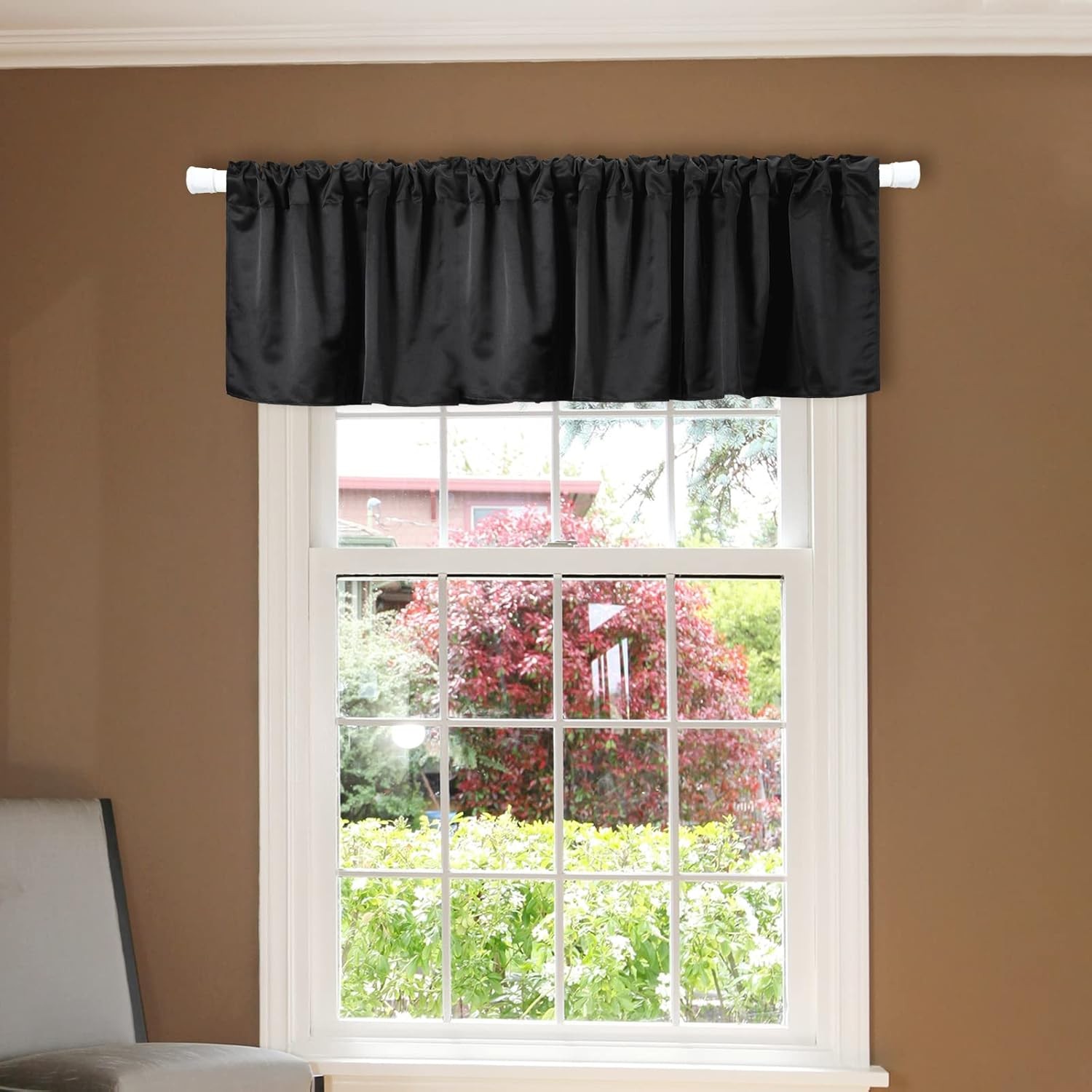 4 Pcs Black Valance Curtains Blackout Fabric for Windows Basement Curtains
