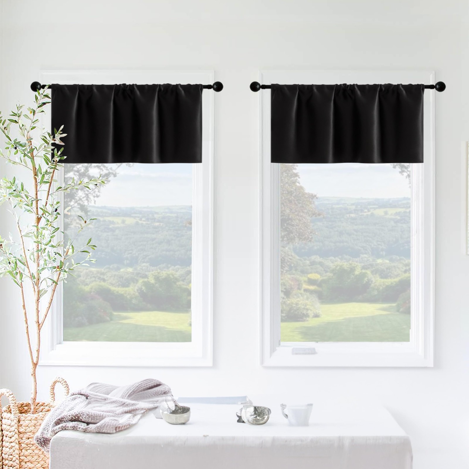 Basement Window Curtains 16 Inch Length2 Pack/wide Enough Ruffle Rod Pocket Smal
