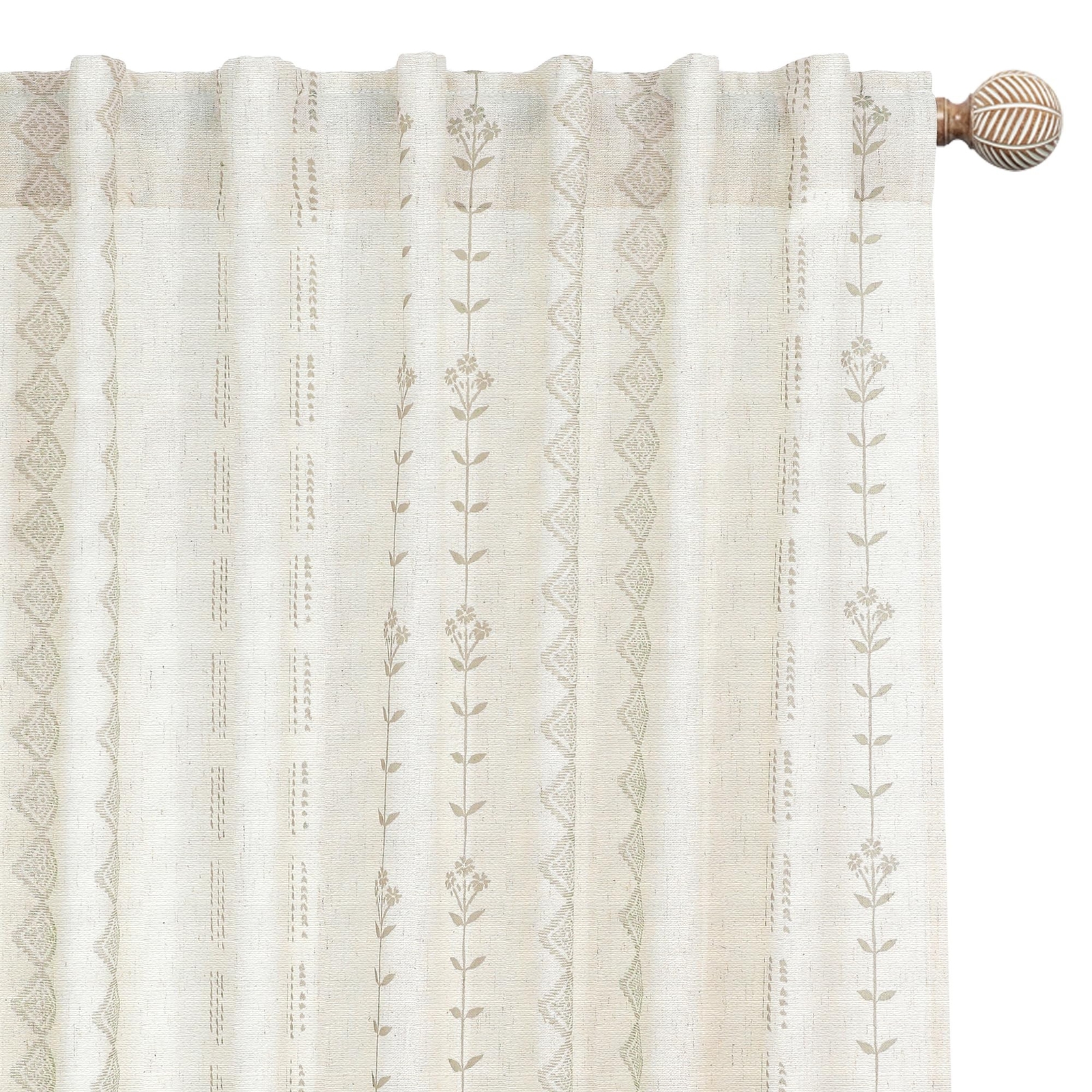 Neutral Farmhouse Curtains for Living Room 84 Inches Long,Taupe Cream Boho Li…