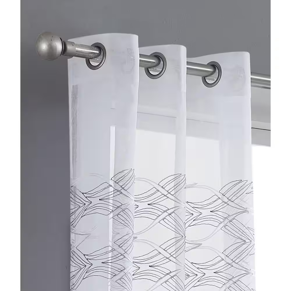 New Wave Embroidered Silver 76″ X 84″ Panel Pair