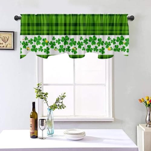 54×18 Inches St. Patrick’s Day Window Treatment Valance March Lucky Shamrock