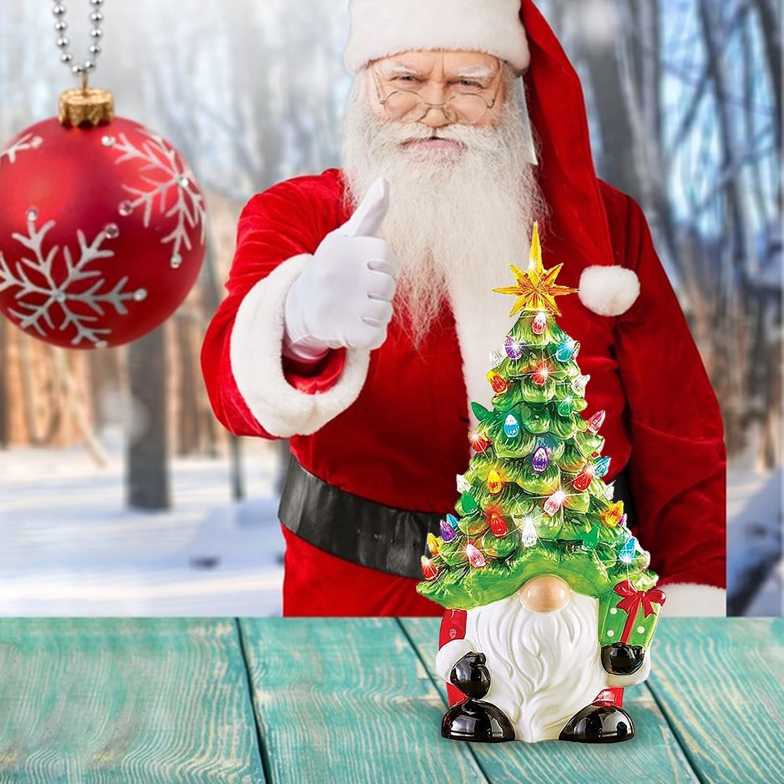 Christmas Decorations – Lighted up Gnomes Ceramic Christmas Tree with Multicolor