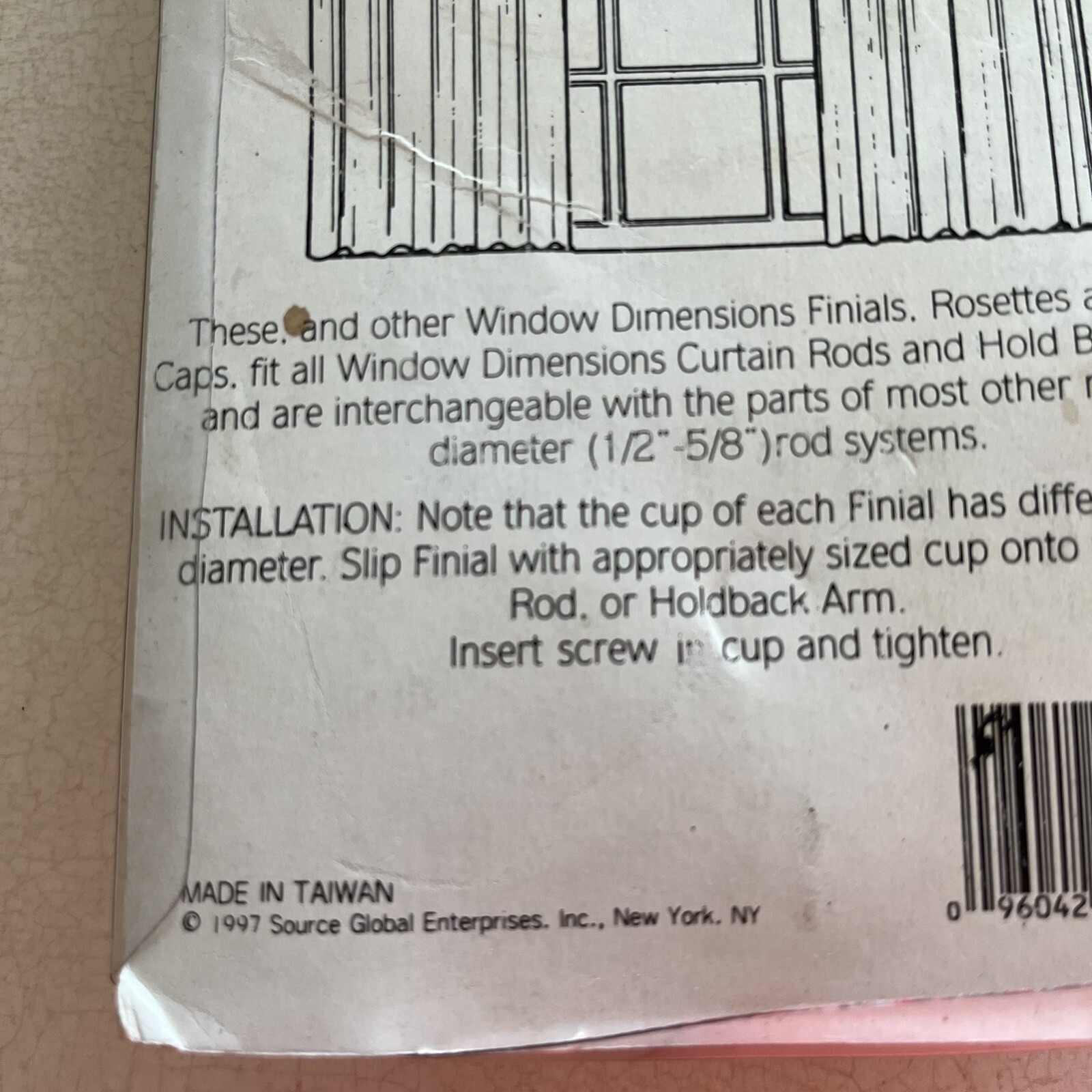 WINDOW DIMENSIONS~Rod System 2 Tricorn Finials VTG 1997 Silver color 1/2″ x 5/8″