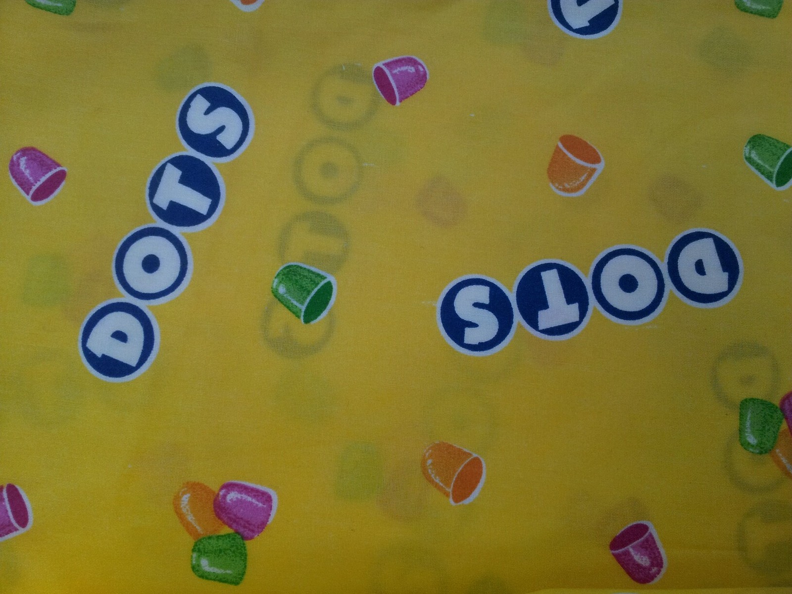 LINED WINDOW VALANCE 42X12 VINTAGE RETRO YELLOW DOTS MOVIE CANDY GUMMY CANDIES