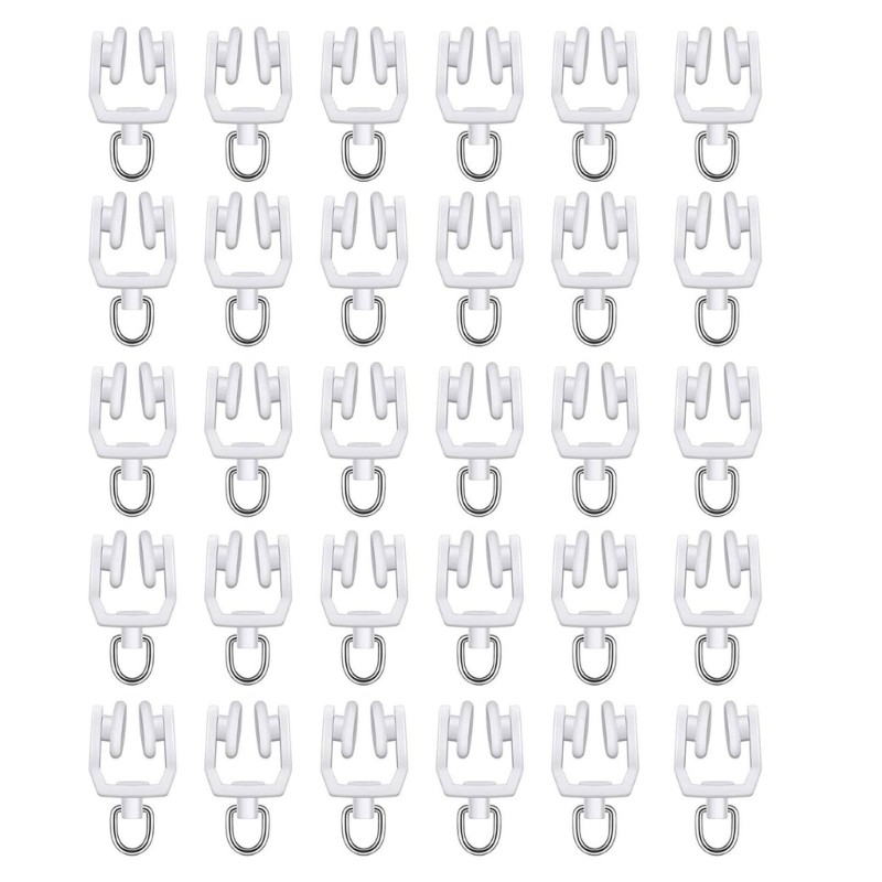 Curtain Track Rollers Plastic & Steel Hook for Easy & Quiet Sliding In Any Room