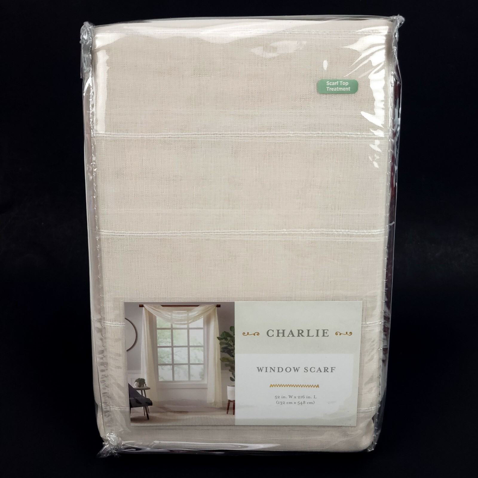 Charlie Sheer Window Scarf 52″ x 216″ Ivory Top Treatment New