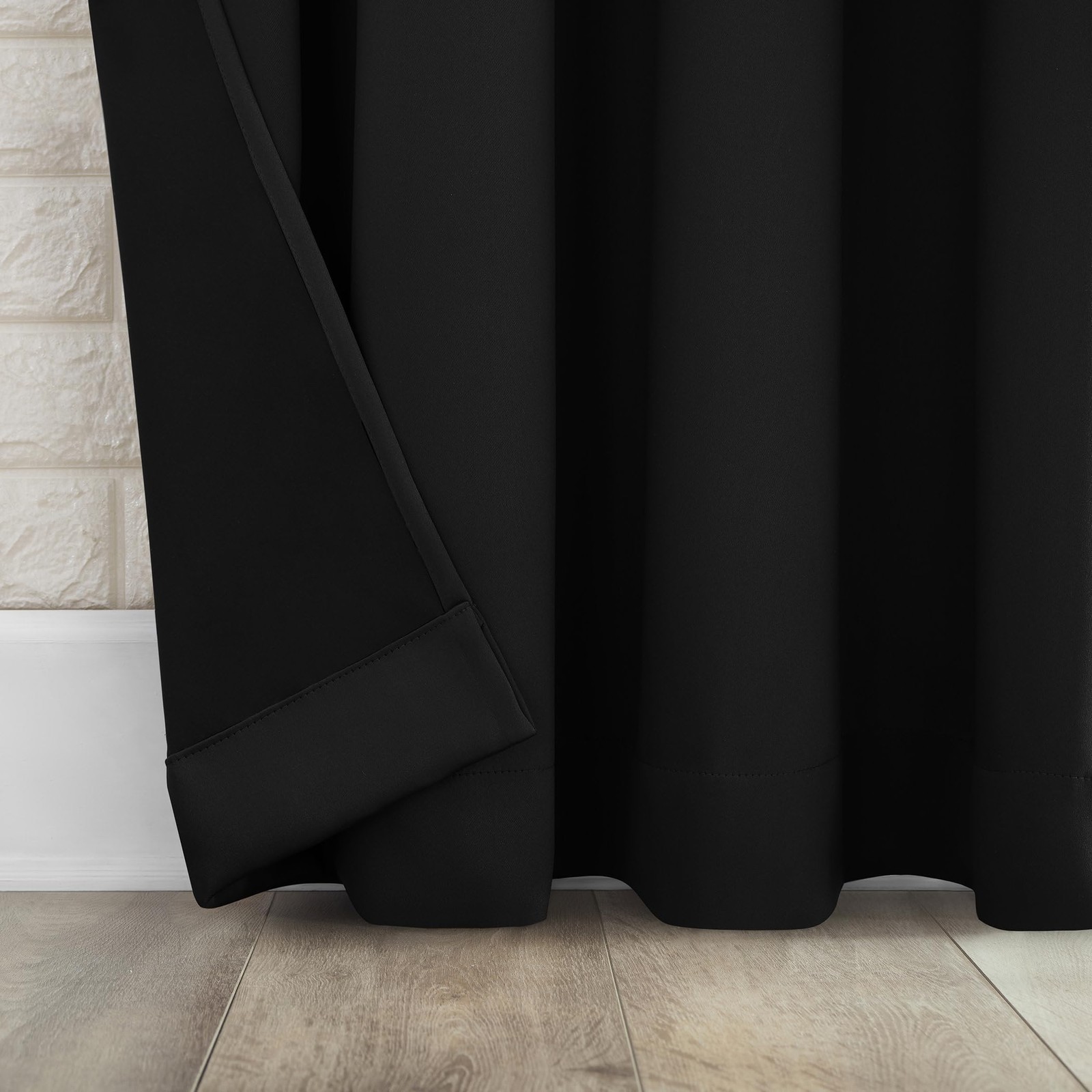 100% Blackout Rod Pocket Curtain Panel, 40″x84″, Black Theater Grade