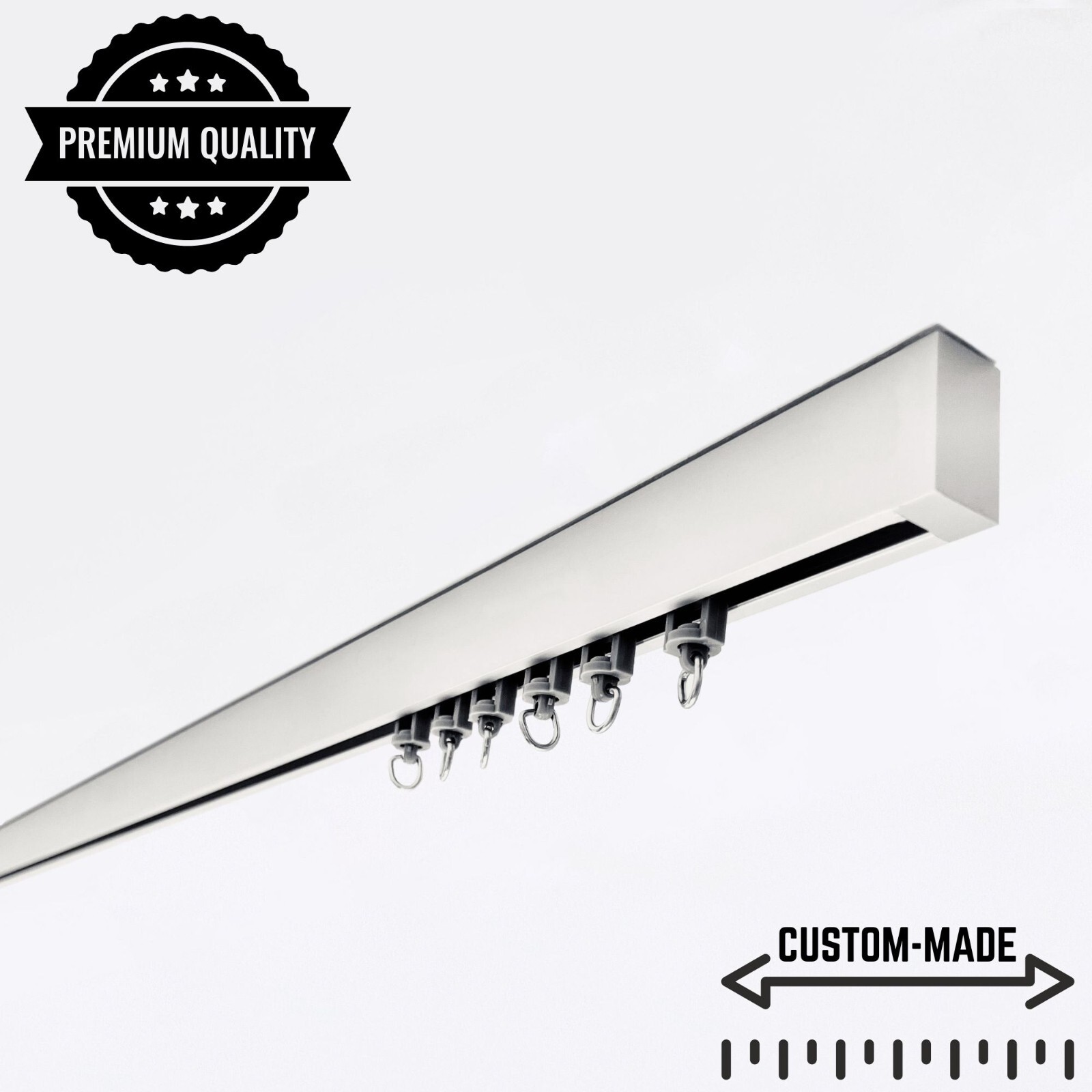 Premium Silver Single Curtain Rail – Heavy-Duty, Ceiling mount, Any custom Sizes