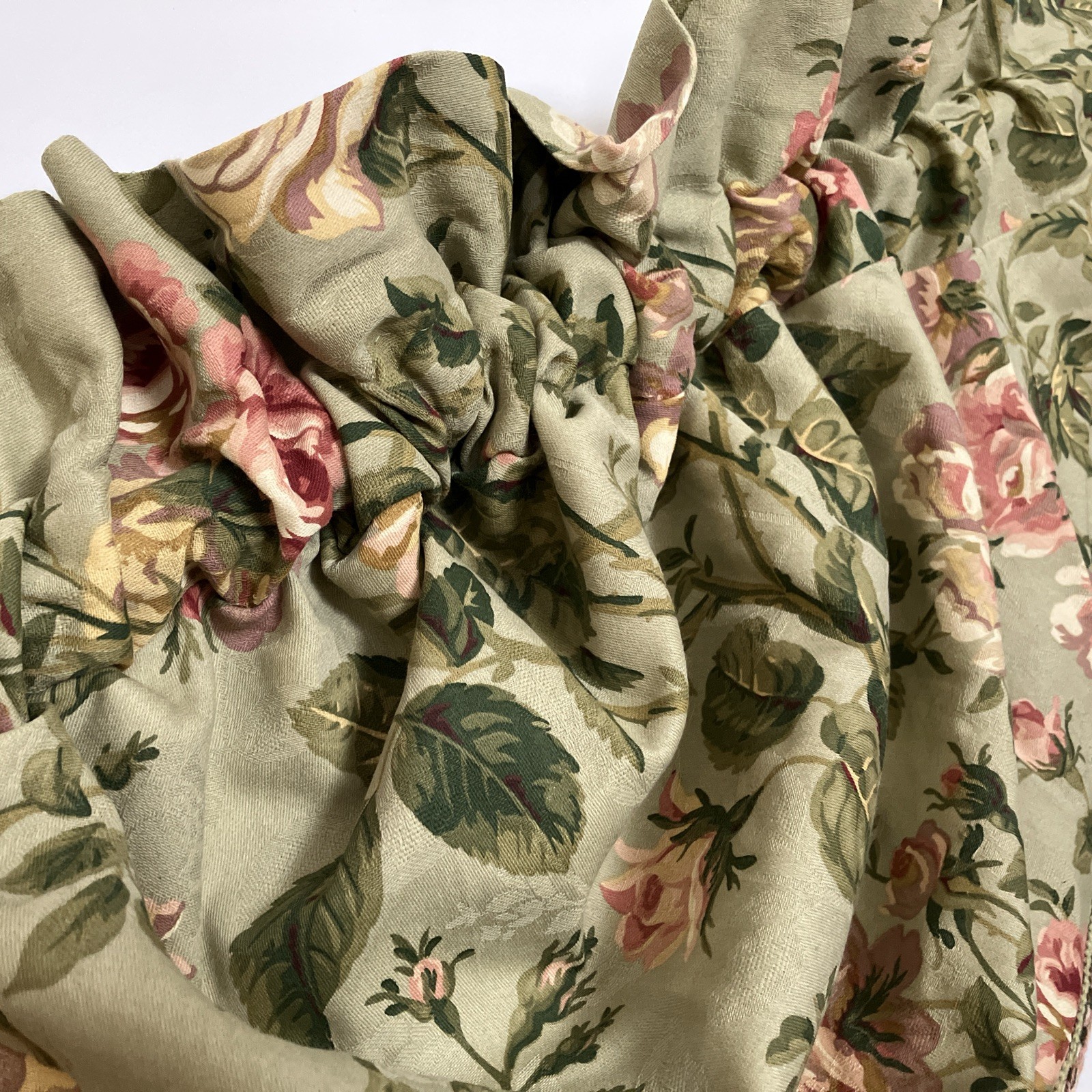 4 Available NEW Waverly Waterfall Swag window Valance Green Rose Floral w trim