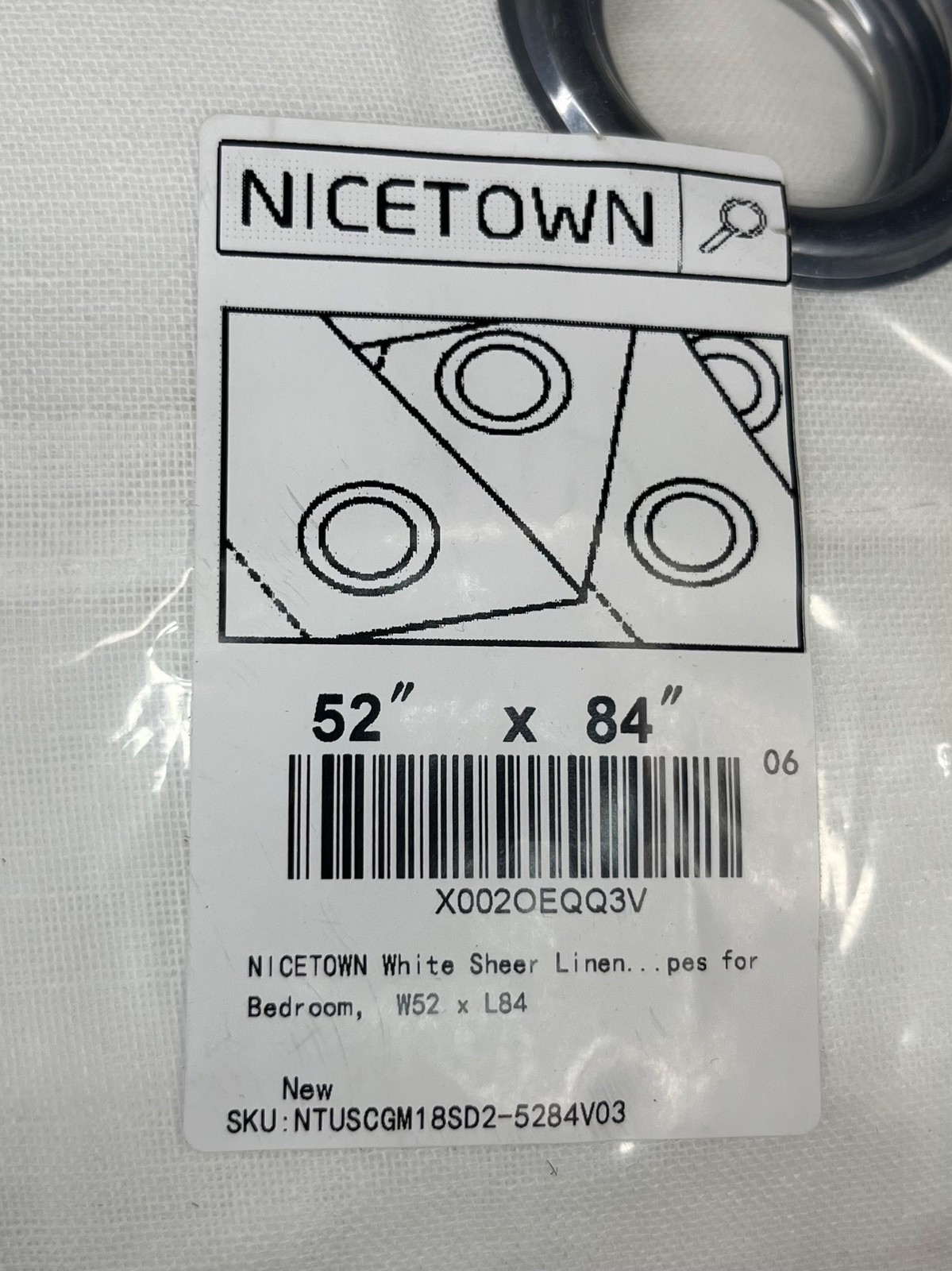 Nicetown White Sheer Linen Curtain Pack of 1 W52 X L84 With Grommets New