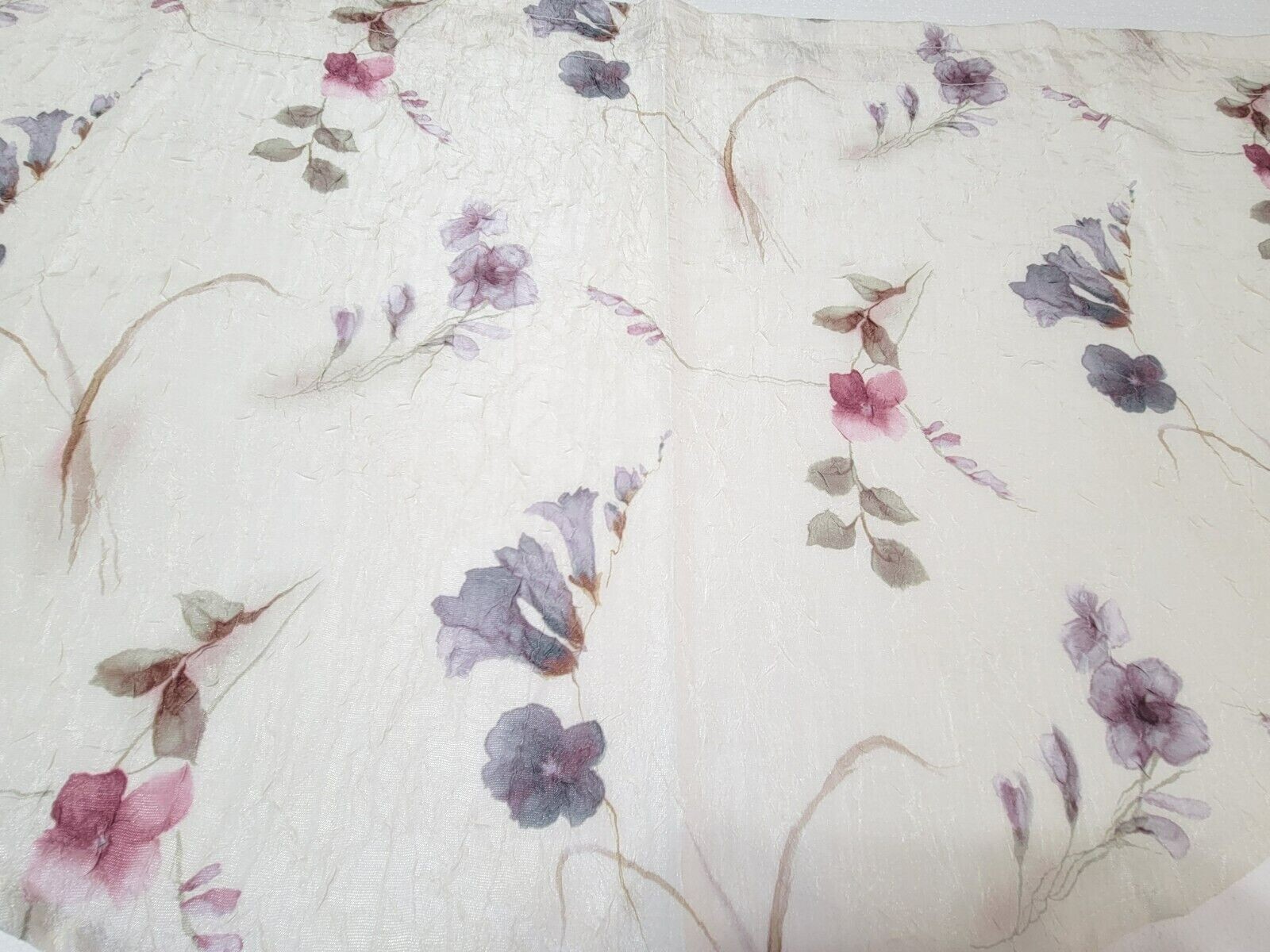 Window Valence Curtain Topper Pink Purple Floral Crinkle Polyester Beads