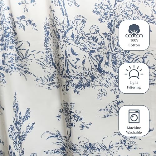 COTTON CRAFT Café Curtains – Tier Window Treatment Curtains – Blue White