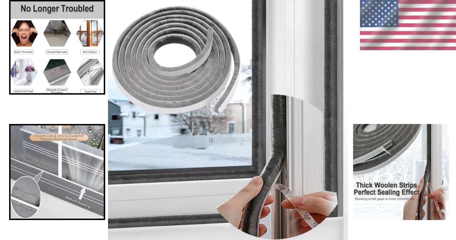Strong Adhesive Window Weather Stripping – 33ft Soundproof & Dustproof Seal