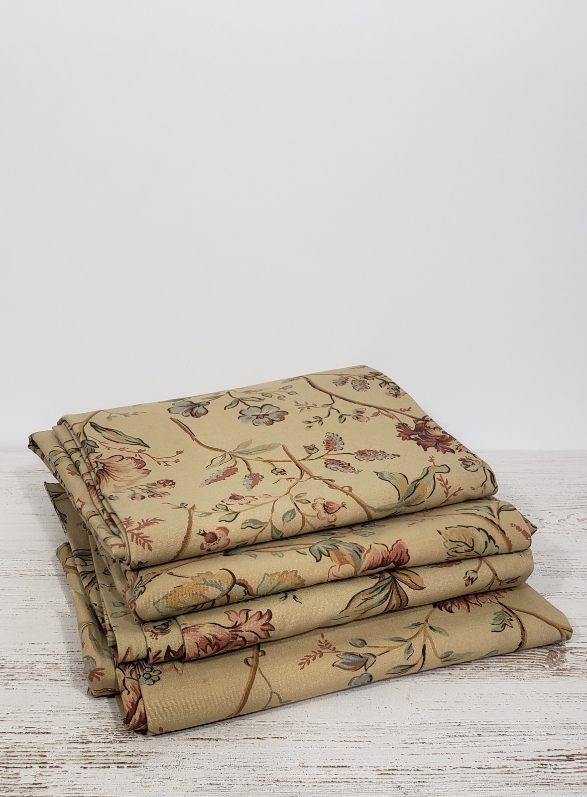 Pottery Barn Tan Floral Curtain Panel 44 X 84 ( sold by the panel ) cottagecore
