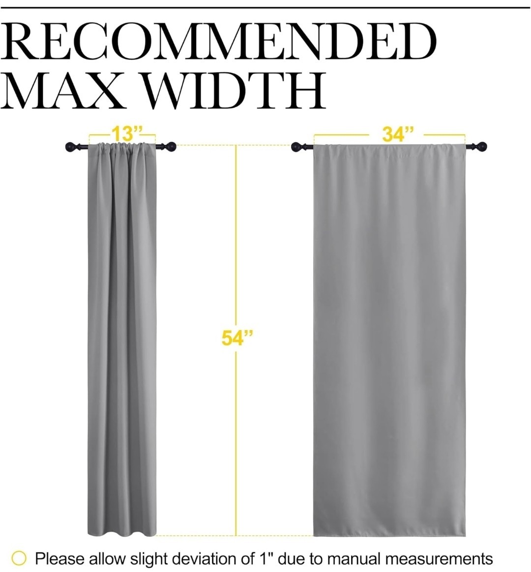 Blackout Curtains 34×54 Gray Silver Set of 2 Thermal Room Darkening