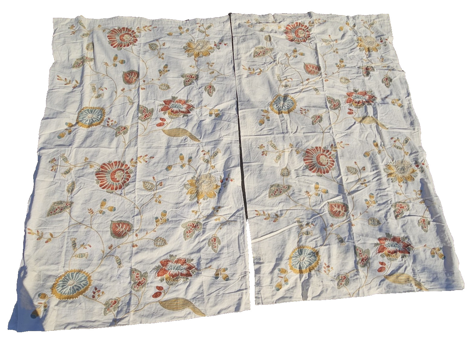 Pottery Barn Margaritte Embroidered Drapes Pair Lined Rod Pocket 82″ L