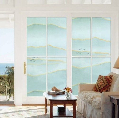 Privacy Window Film ~ Frosted Window Sticker ~ 17.7″ x 78.7″ ~ MARBLE LANDSCAPE