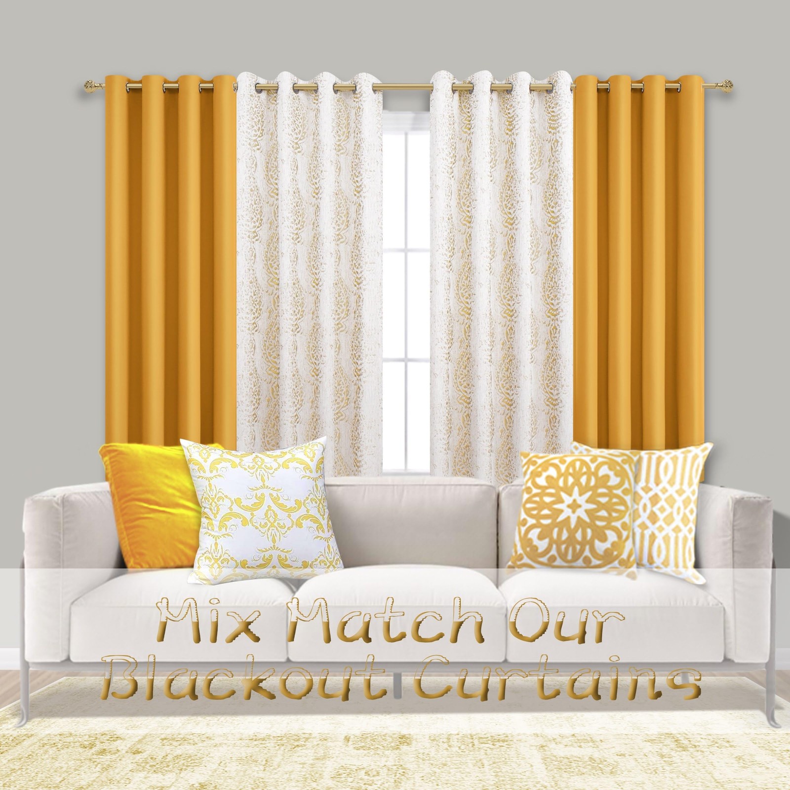 Mrs.Naturall Yellow Kitchen Window Curtains Over Sink,Blackout 45 Inch Length…