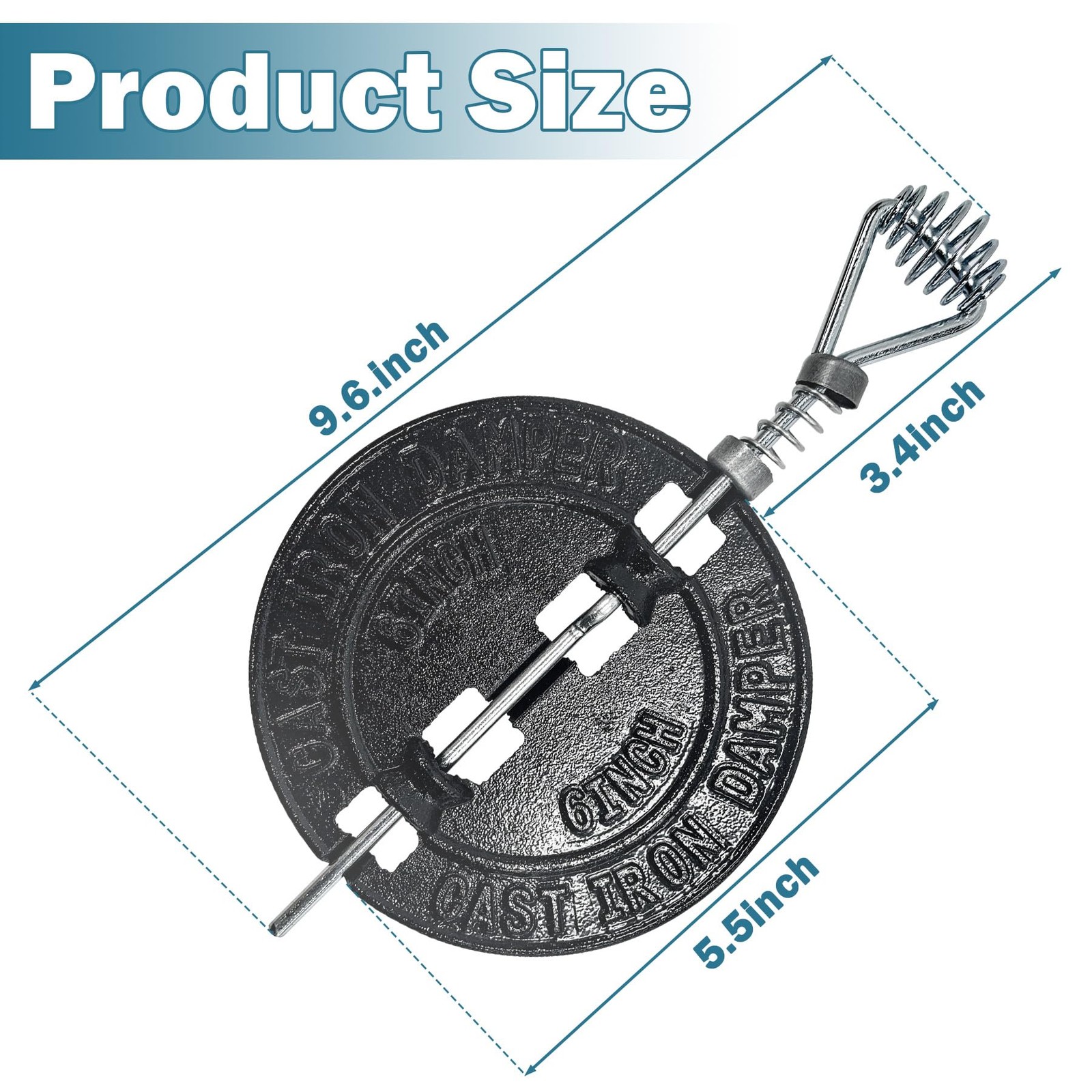 6-Inch Cast Iron Stove Pipe Damper for Efficient Ventilation