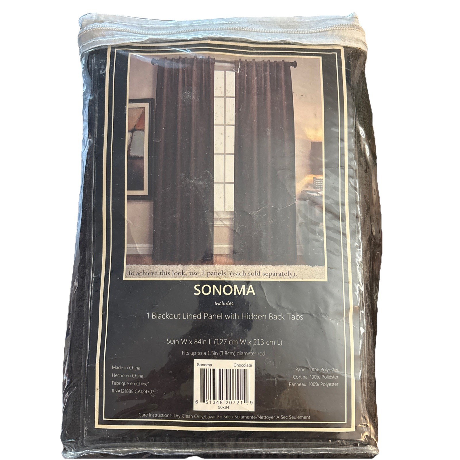 Sonoma Blackout Lined Panel Window Curtains 50” x 84” Chocolate New
