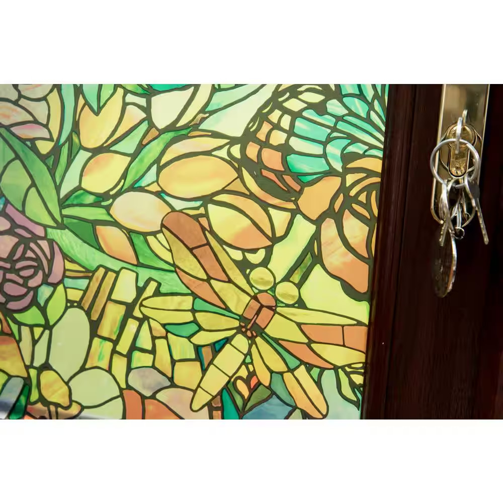 Tulia Also Known as Spring Chapel Stained Glass Multi-Color Self Adhesive Film