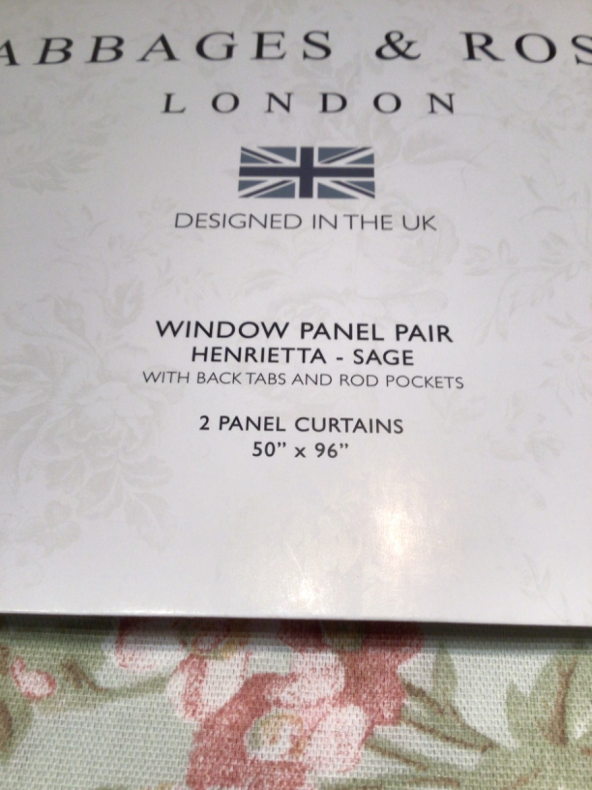 Cabbages & Roses 50”x 96” Window Curtain Panels Henrietta Sage Set Of 2 Panels