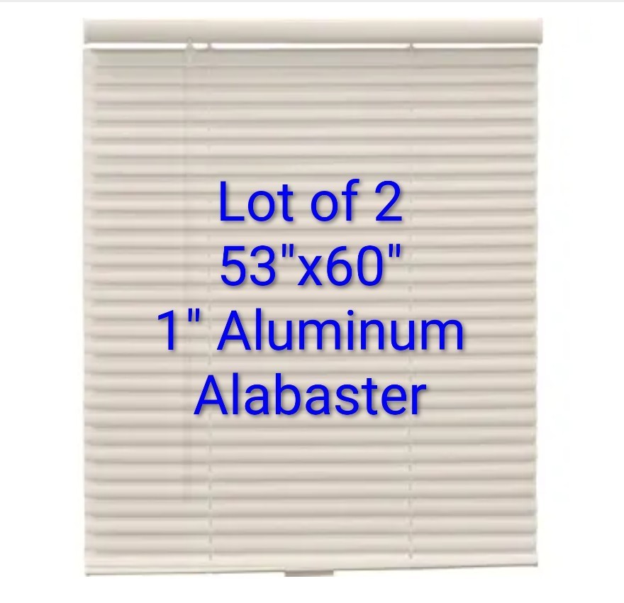 Champion TruTouch 53×60 Cordless Aluminum Mini Blinds Set of 2 Alabaster NIB