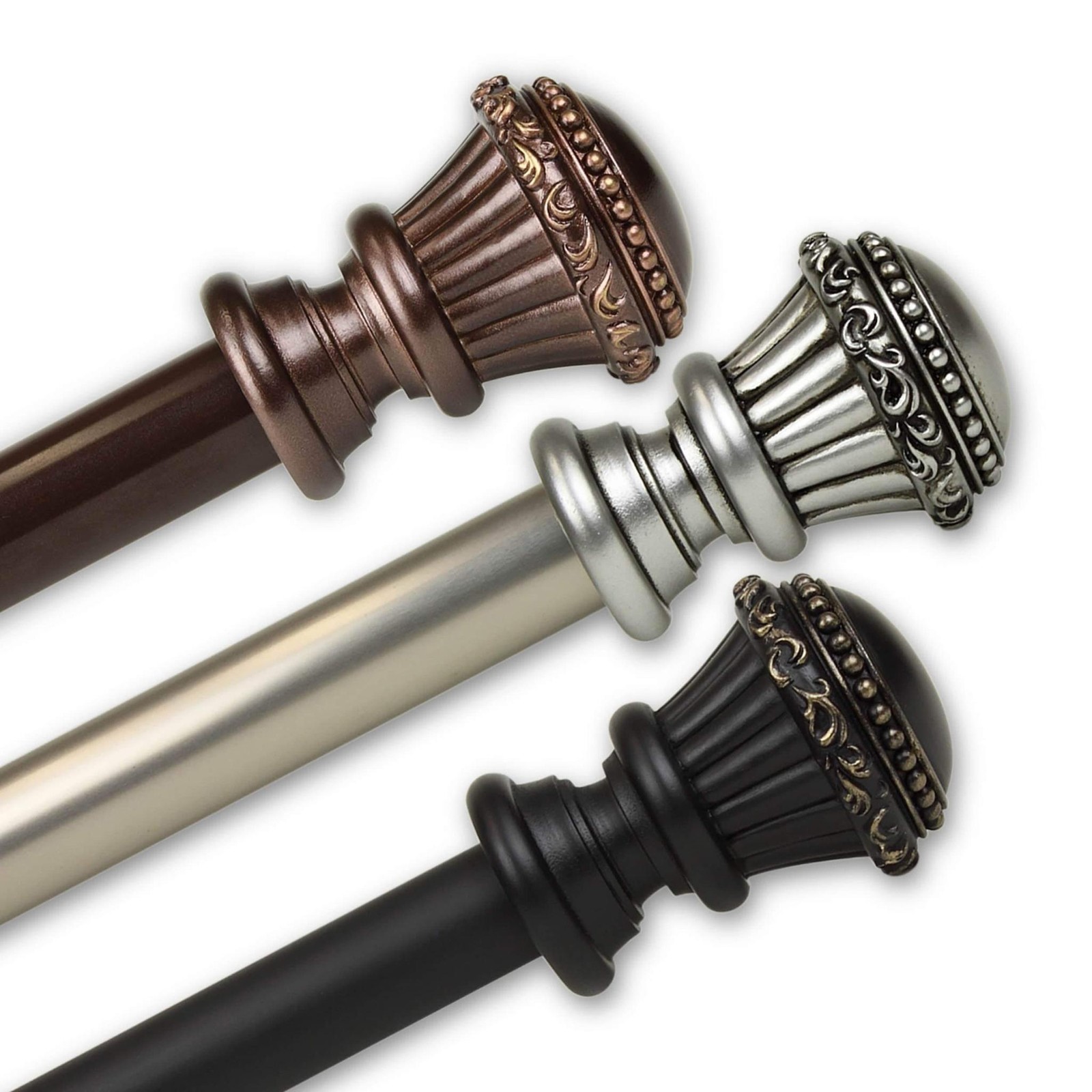 InStyleDesign Trinity 1 inch Diameter Adjustable Curtain Rod Bronze 28 to 48 inc