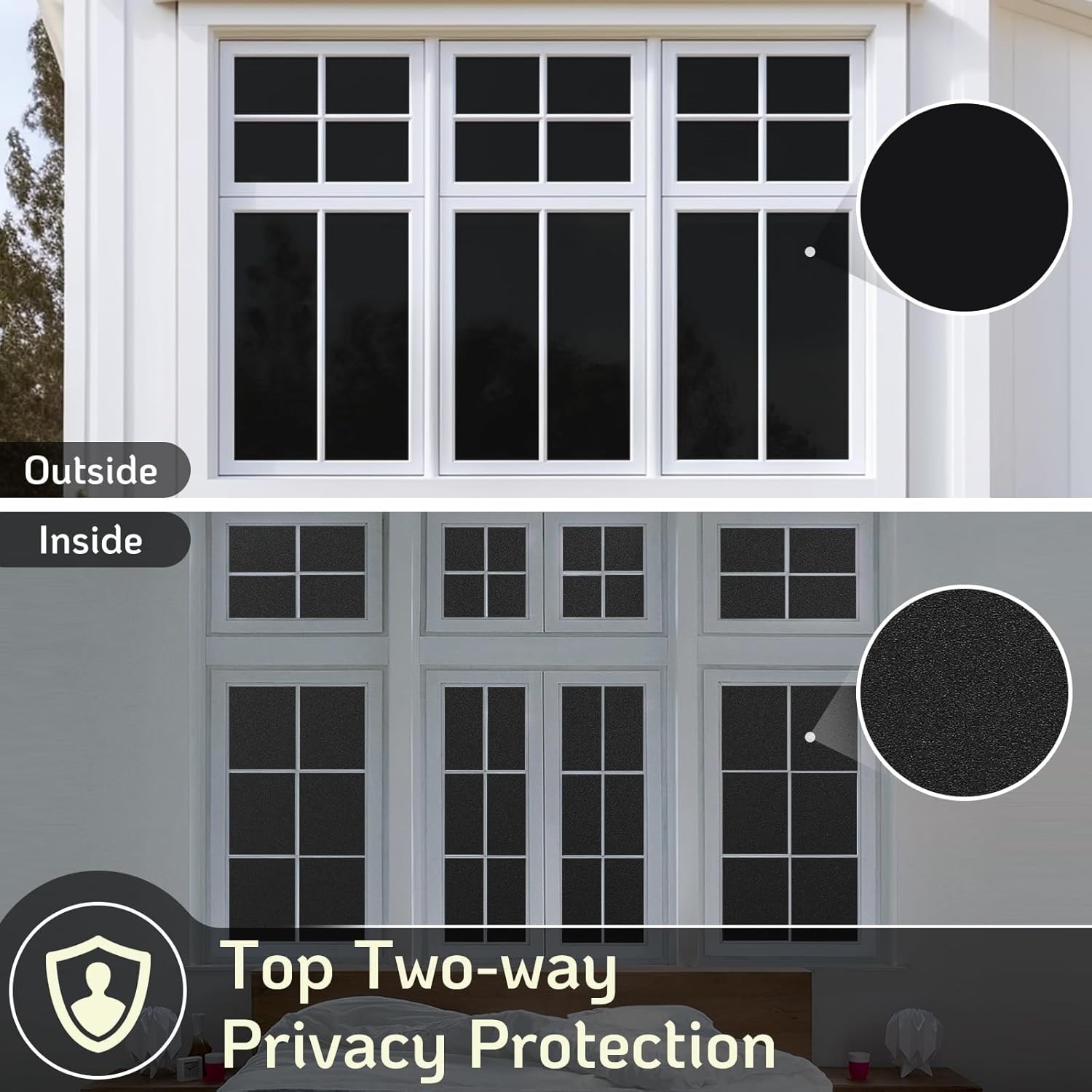 Static Cling Blackout Window Film 100% UV Blocking Thick Black Tinting Cover Set