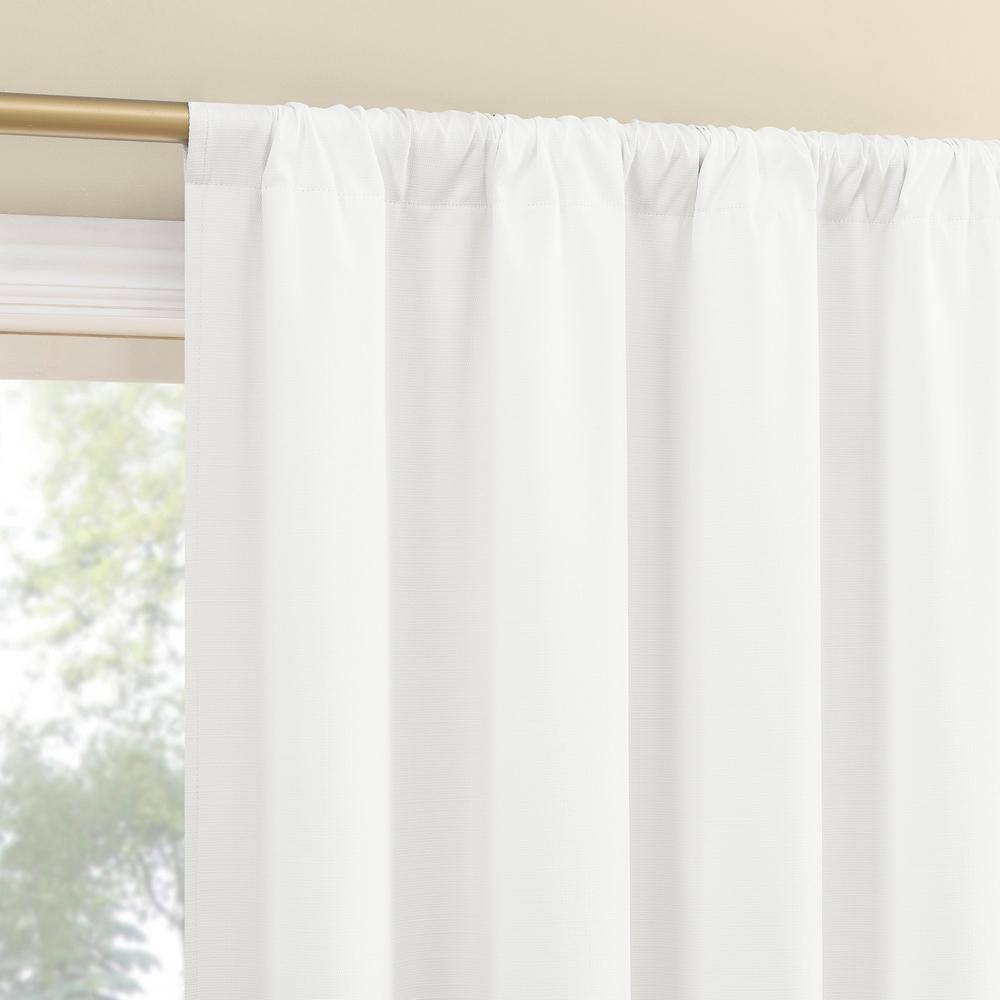Kinnear Textured White Polyester 40 In. W X 84 In. L Rod Pocket Blackout Curtain