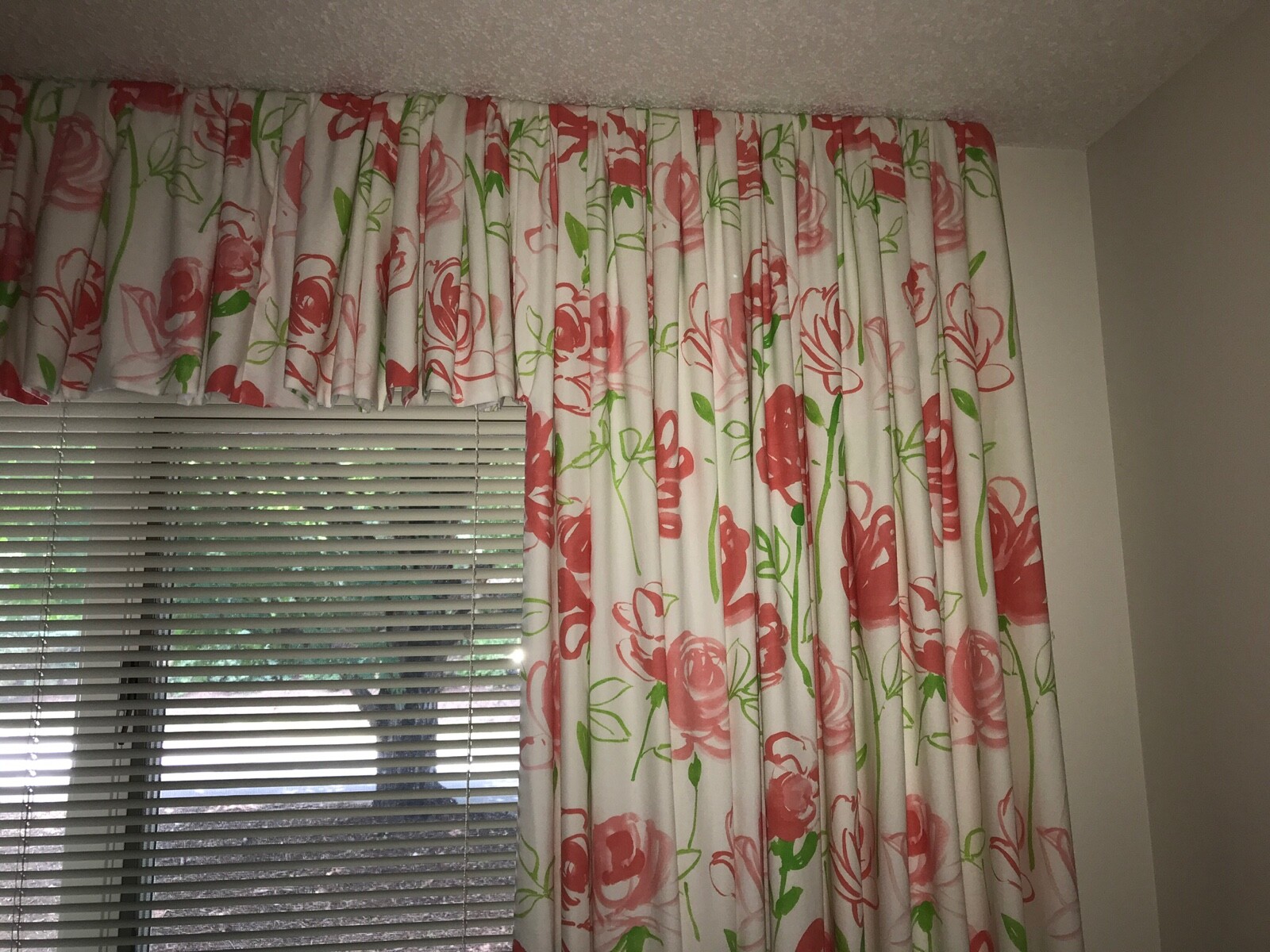 CUSTOM WATERFALL VALANCE & SIDE PANEL CURTAINS 10’WX8’H-“DOROTHY DRAPER”