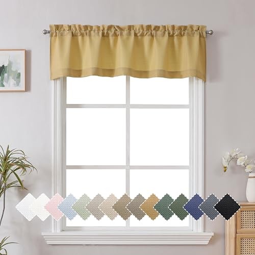 Valance for Windows, Light Filtering Faux Linen 60″W x 14″L (Pack of 1) White