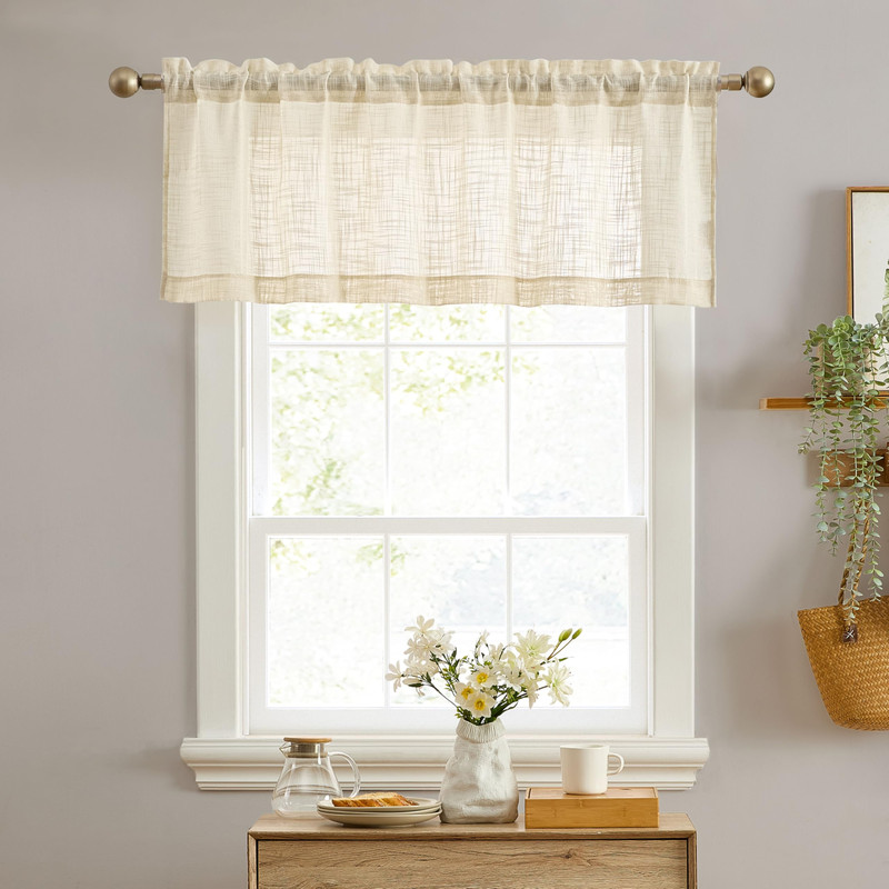 Hlc.Me Linda Faux Linen Textured Semi Sheer Privacy Light Filtering Transparent
