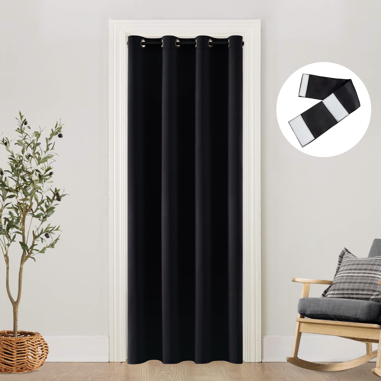 Divider Cover For Front Door Screenprivacy Thermal Insulation Soundproofing Blac