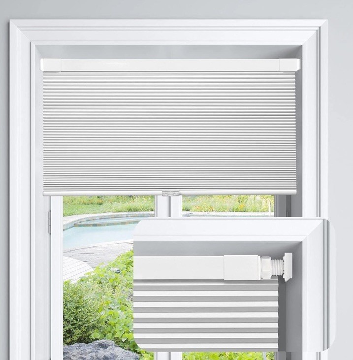 LazBlinds Cordless Cellular Shades 33 1/2” W x 64” H, Silver White