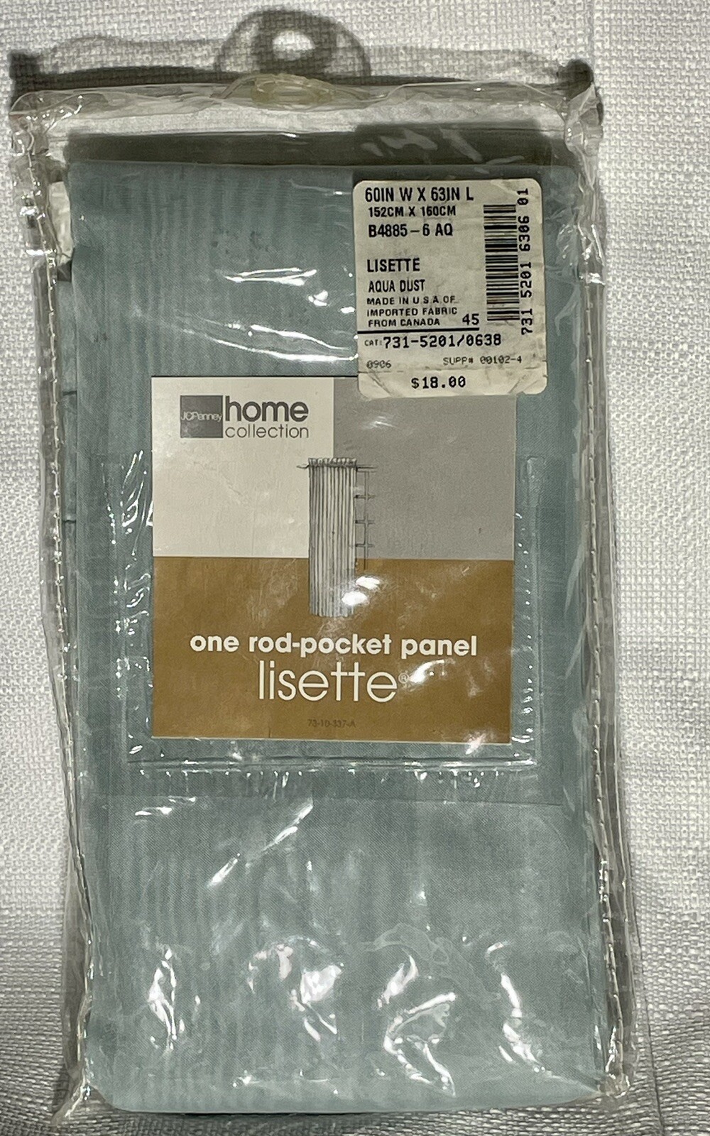 JCP Home Collection Lisette One Rod Pocket Panel Aqua Dust 60in W X63in L