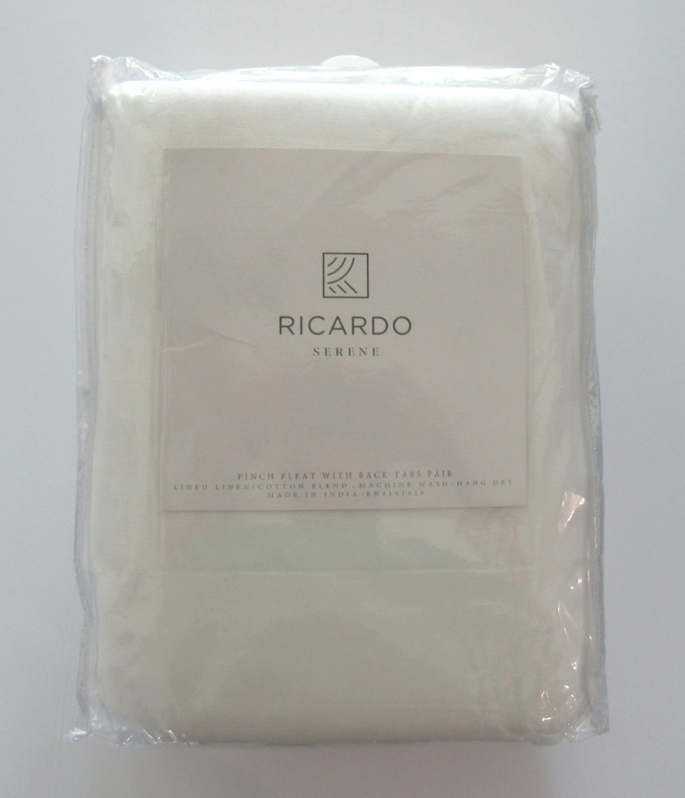 NIP Ricardo Serene Pinch Pleated w/Backtabs White Pair 56″X84″ $313.78
