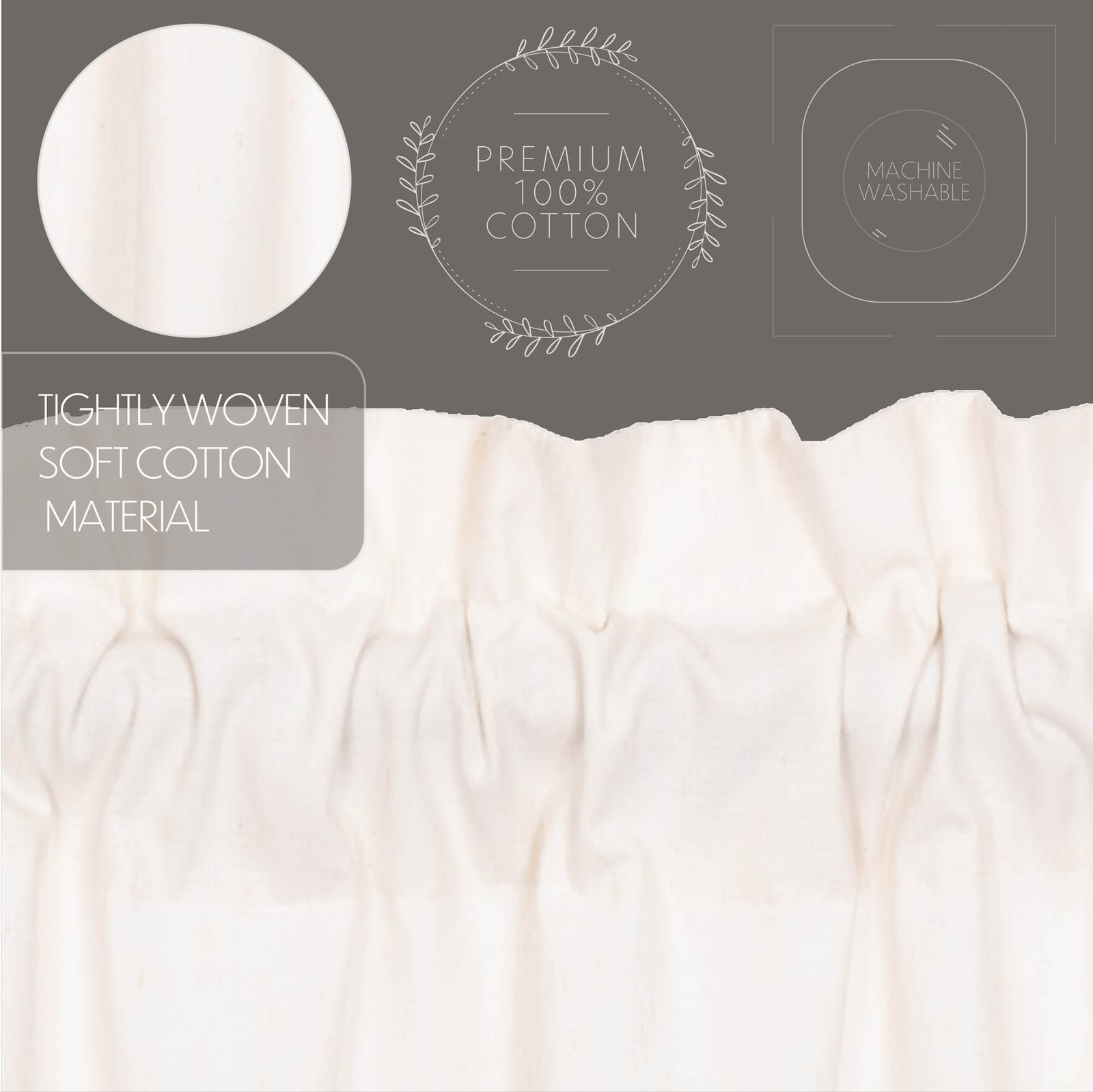 Farmhouse 24″x36″ Tier Pair Creme Rod Pocket Kitchen Window Curtains VHC Brands