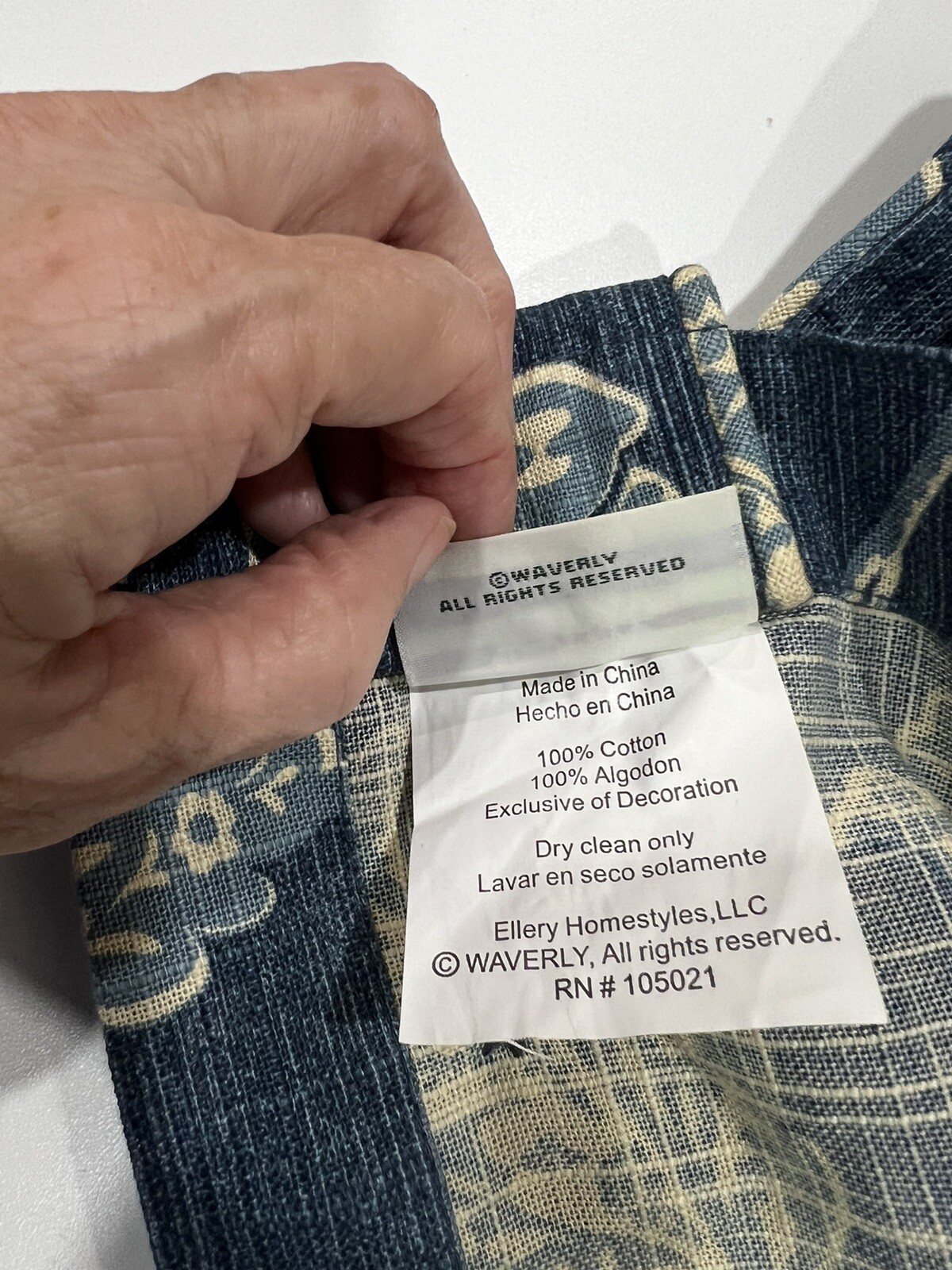 Waverly Home Classics Blue Indigo Indian Print Euc 84 X 42 Cotton Two Panels