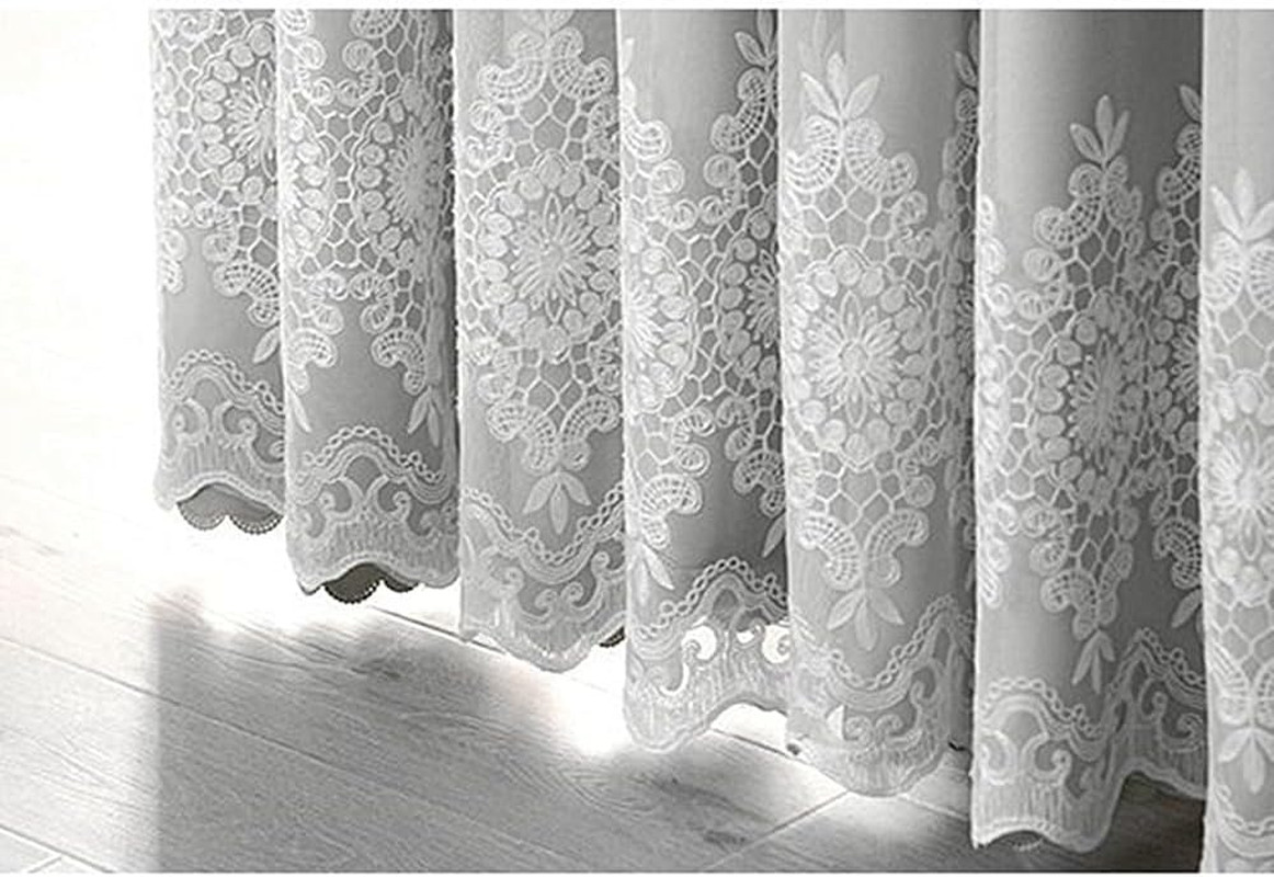 Grey Double Layer Embroidered Curtains with Valance, 54×96 Inch
