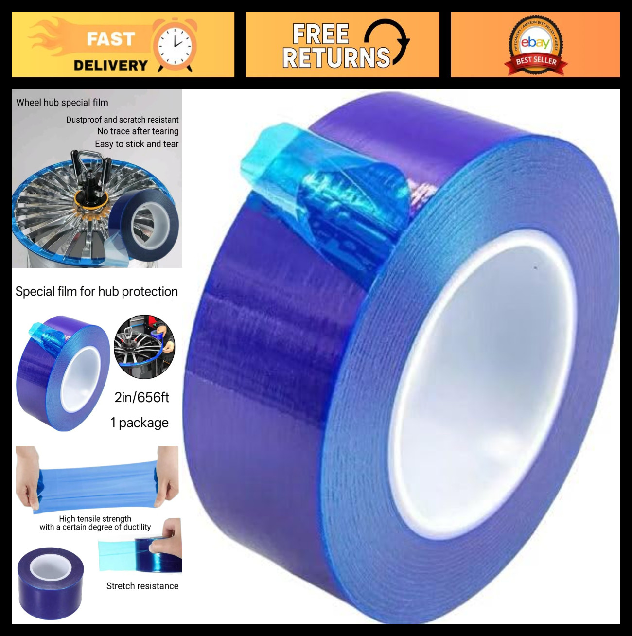 Durable Blue Adhesive Film for Wheel Hub Protection – Easy Install, Strong Adhes