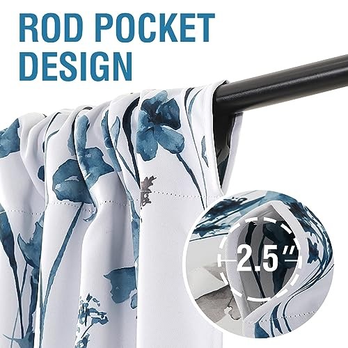 Double Sided Floral Pattern 42″W x 63″L (Pack of 1) Reversible in Blue/Navy