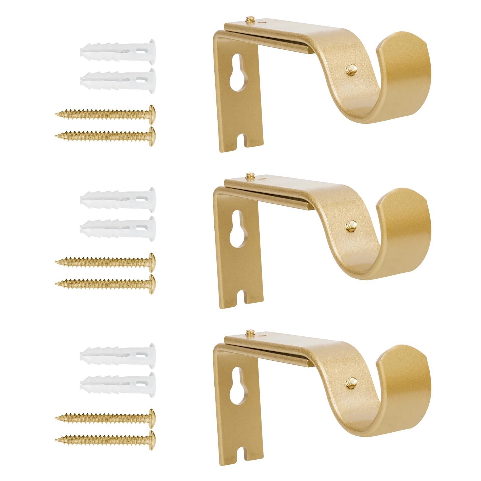 Heavy Duty Adjustable Gold Hook Hangers Premium Wall Brackets Fits 7/8 1 Inch