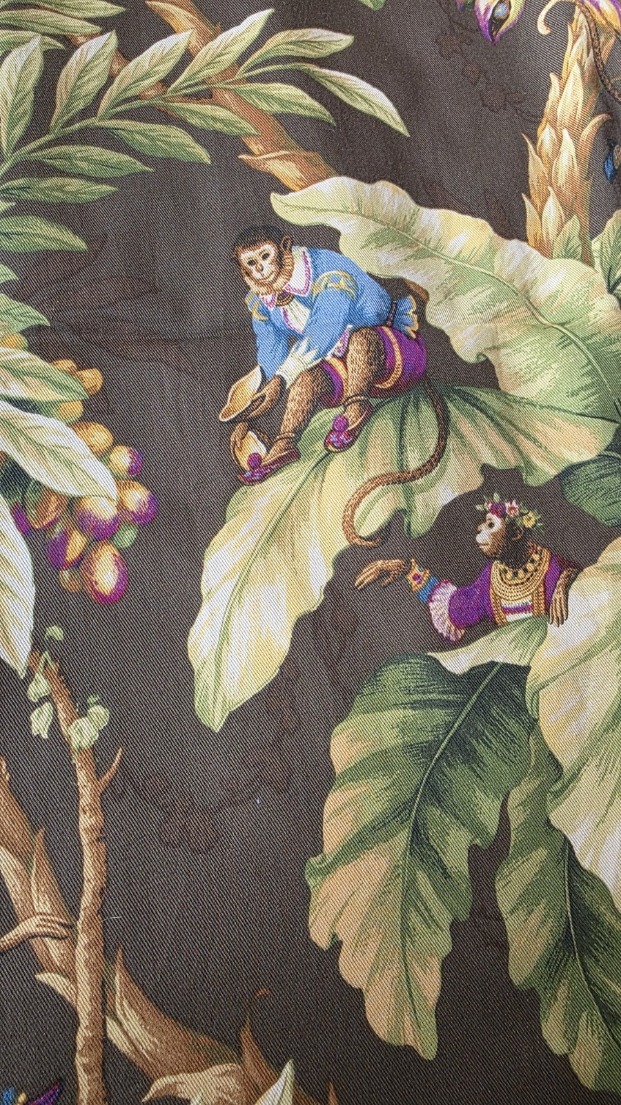 Custom Drapery Gromment Panels Brown Jungle 26.5″ X 90″ Palm Monkey Umbrella