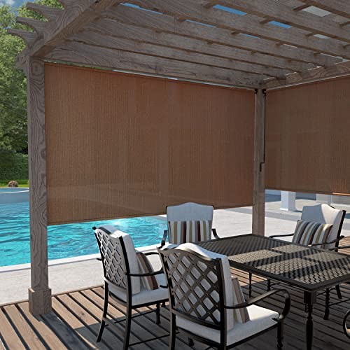 Exterior Roller Shade, Cordless Roller Shade 48″W x 72″H Mocha Roller Shades