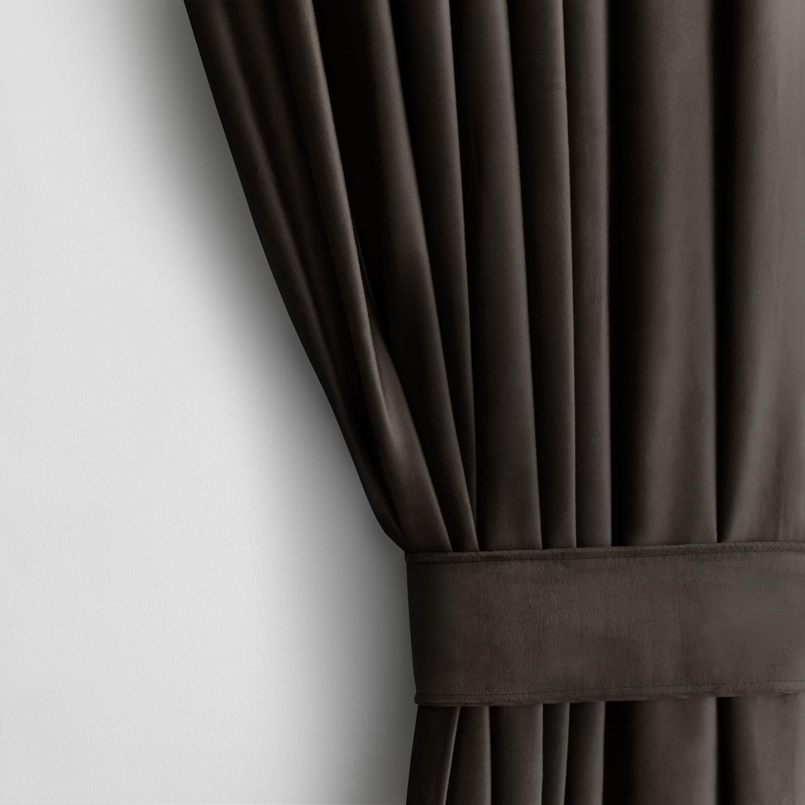 Restilo Set Curtain H 270 x W 140 cm with Tie Backs 54 x 10 cm Velvet Effect D…