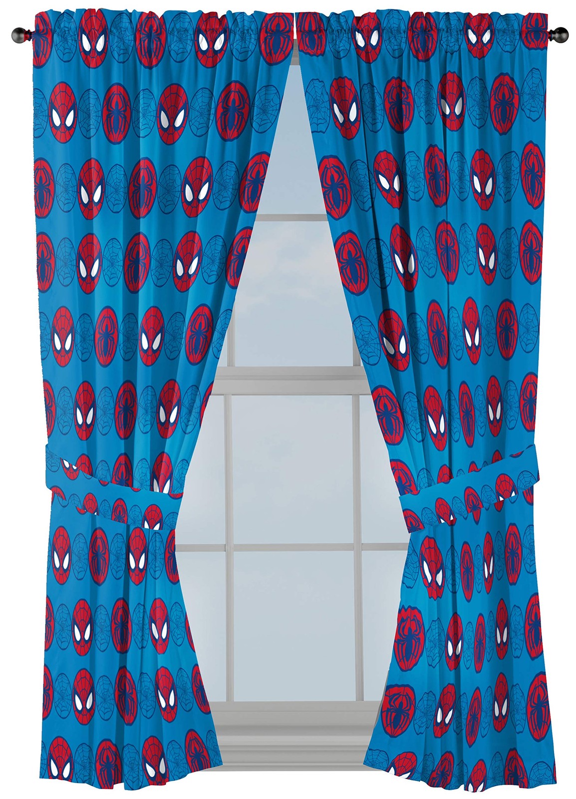 Marvel Spiderman Kids Curtains Room Darkening for Boys Bedroom, 4-Pc Set, 2 T…