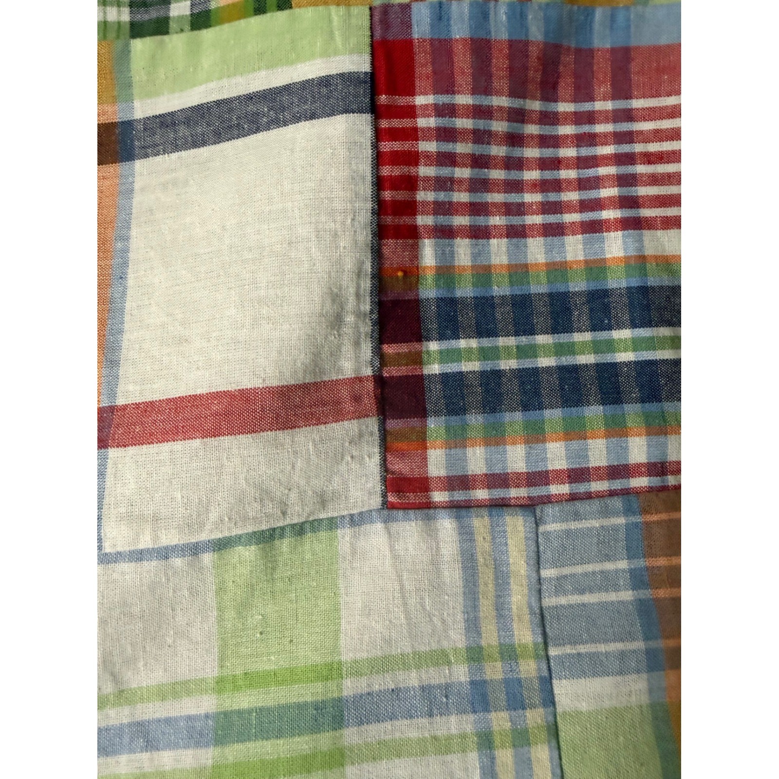 Pottery Barn Kids Madras Plaid Patchwork Blackout Curtain Pair 44×63 Multicolor
