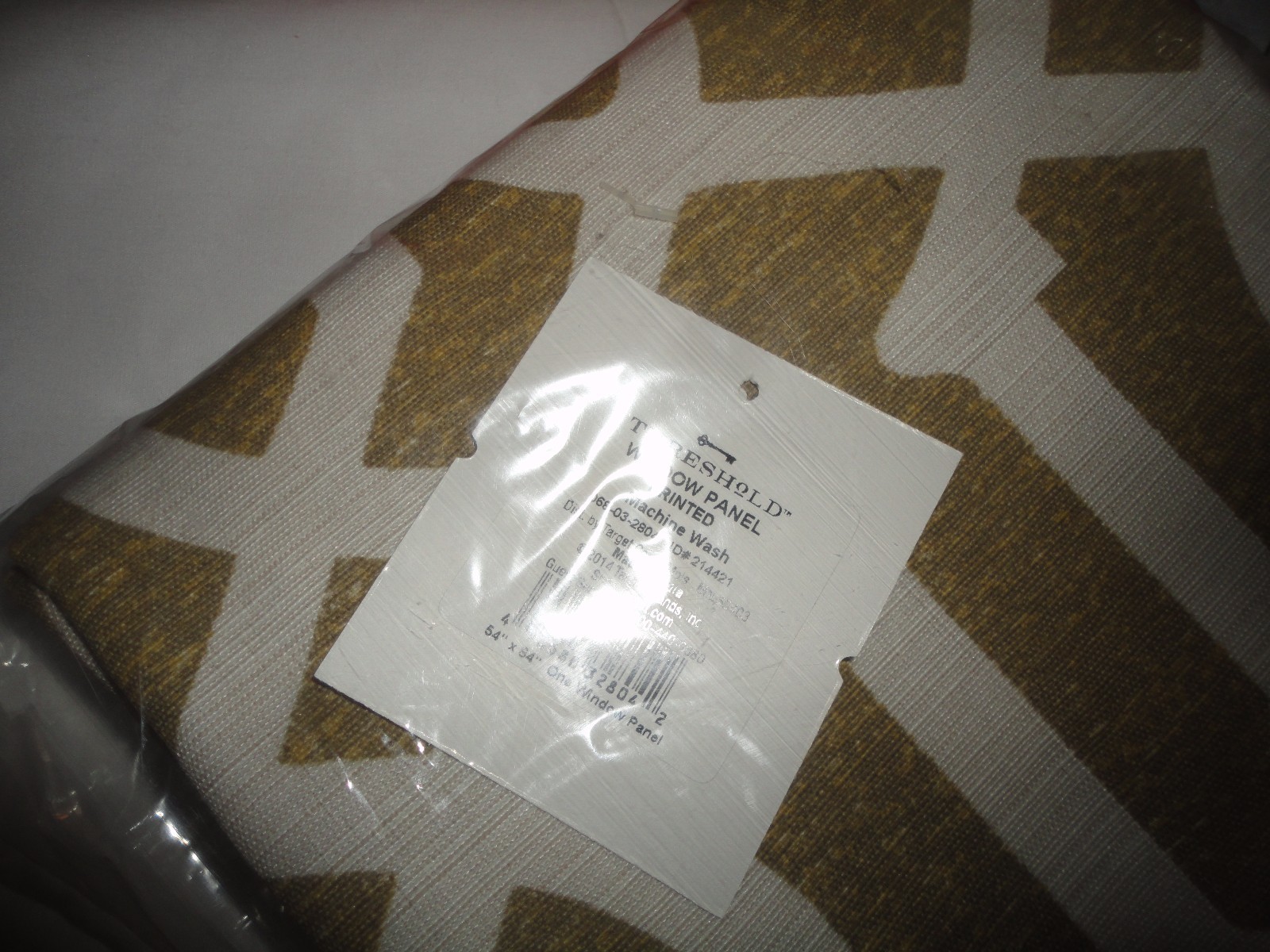 THRESHOLD CURTAIN PANEL TAUPE & CREAM FRETWORK (2) DRAPERY PANELS 54 X 84