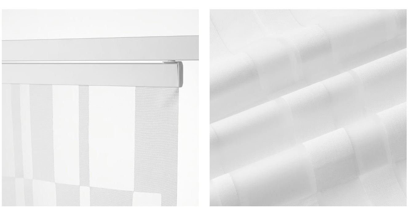 Set of 2 – Ikea YRLA Sheer Panel Curtain Blind White Leaf Pattern 24″ x 118″ NEW